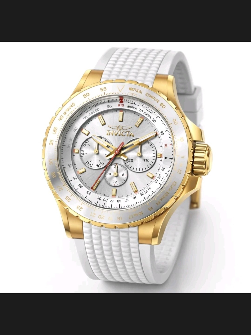 Invicta Speedway Men's 50mm Gold-Tone White Silicone Watch
